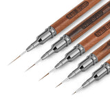 Nagelborstels, 5-delige nagelcontourborstels, schilderontwerpborstelset, nagelpunt tekengereedschap voor lange lijnen, dunne details, fijne tekening in maat 6/9/12/15/18 mm, zwart