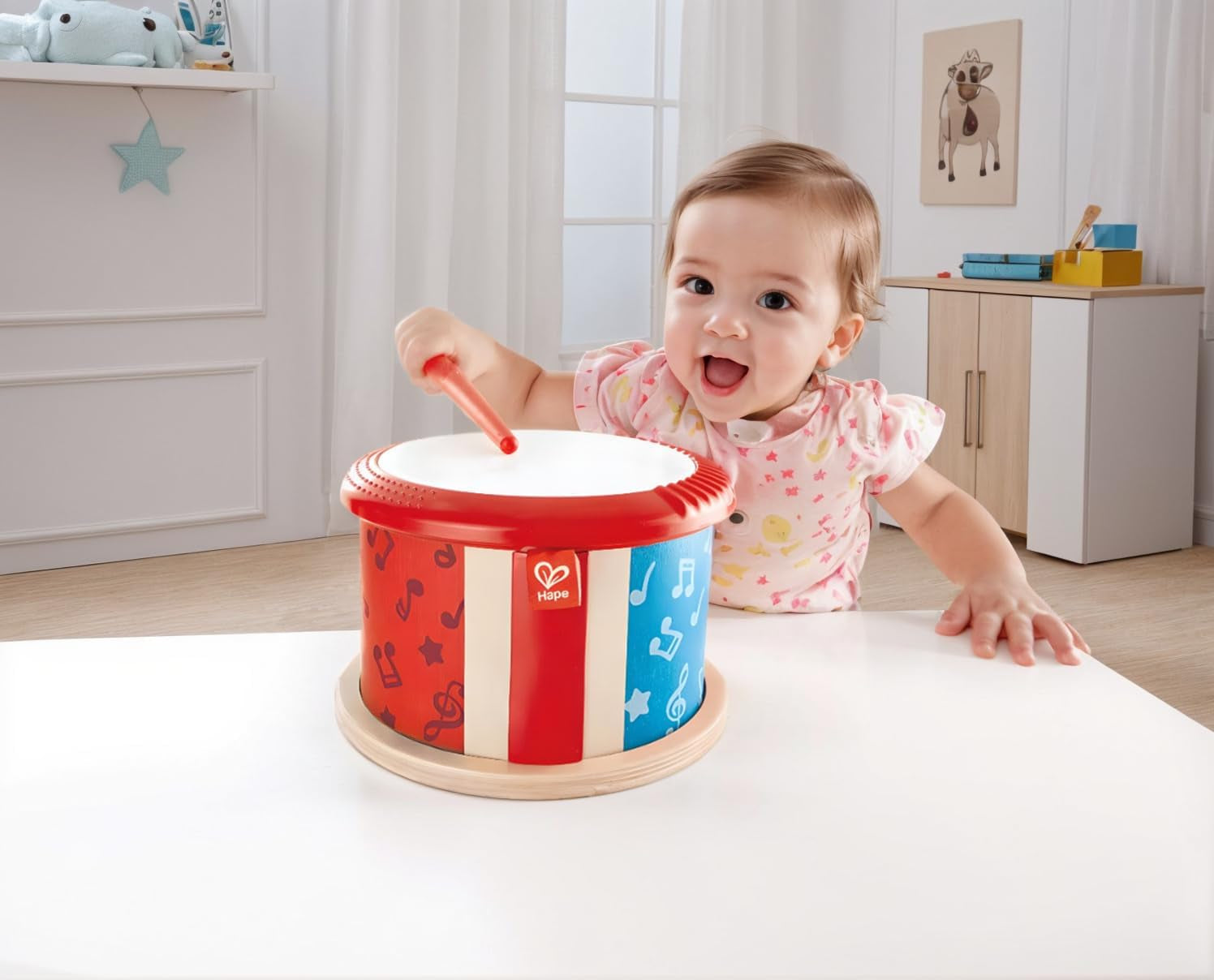 Hape dubbelzijdige houten trommel | muzikaal speelgoed voor kleine kinderen Jucarii Bebe Naty Shop