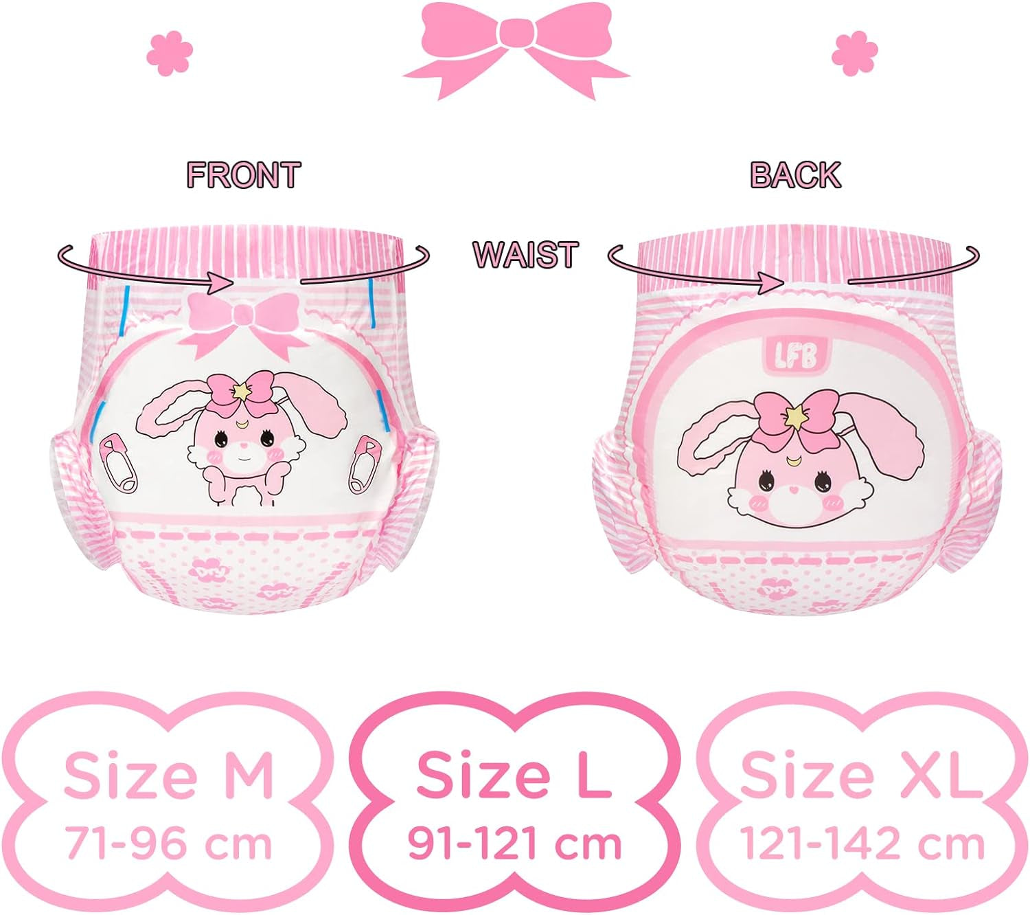 Luiers met print voor volwassenen 5500-5800 ml, 10 stuks - Baby Usagi (XL)