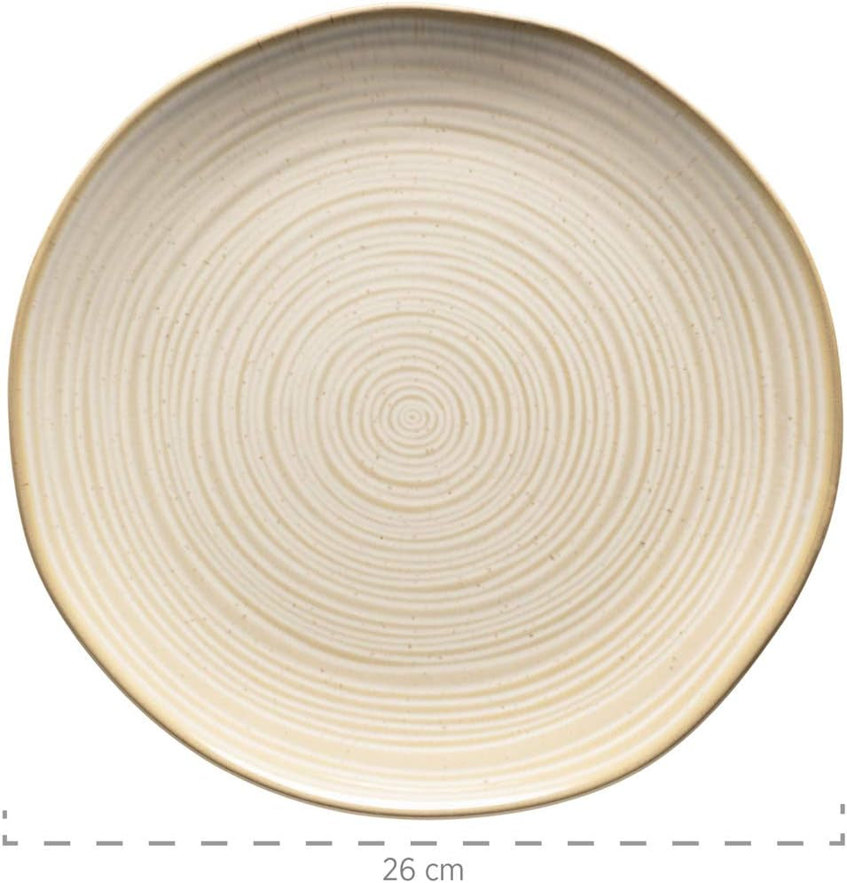 MÄSER 931512 Nottingham Vintage Series serviesset voor 4 personen, combinatieservies van 20 stuks met onregelmatige ronde vormen in retro-look, tegel, beige