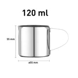 HENDI Mini Melkbeker, Rechte Uitvoering, Stevig handvat, Roomkan, Kleine Melkkan, Opschuimerkan, Slagroomkan, Slagroomkan, 120ml, ø55 x (H) 55mm, RVS