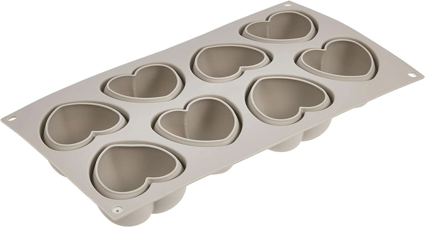 Silikomart, vorm voor Tartufo-siliconencakes, 8 enkele poorten, Ø 62 H 52 mm Keuken Naty Shop Mini Hearts