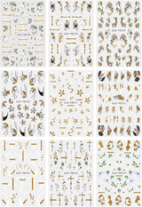JMEOWIO Nagelsticker Blumen Glitzer 9 Blatt Nail Art Sticker Selbstklebend Nagelaufkleber Frühling Sommer Blumen Decoratie Nageldesign Zubehör