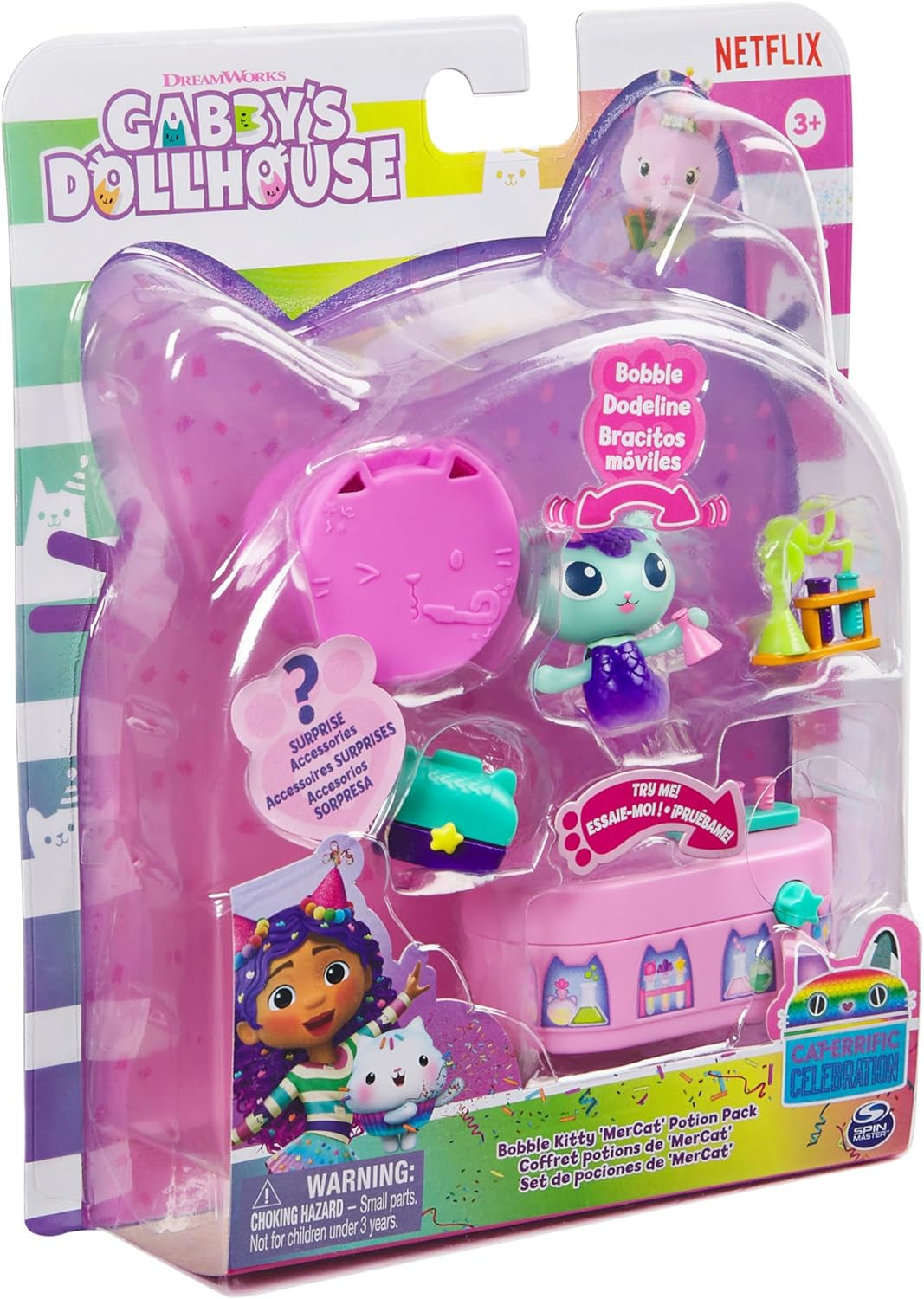 DREAMWORKS GABBY POPPENHUIS - Meerkätzchen Bobble Kitty-meubelpakket, kattenfiguur met poppenhuismeubilair en accessoires, vanaf 3 jaar