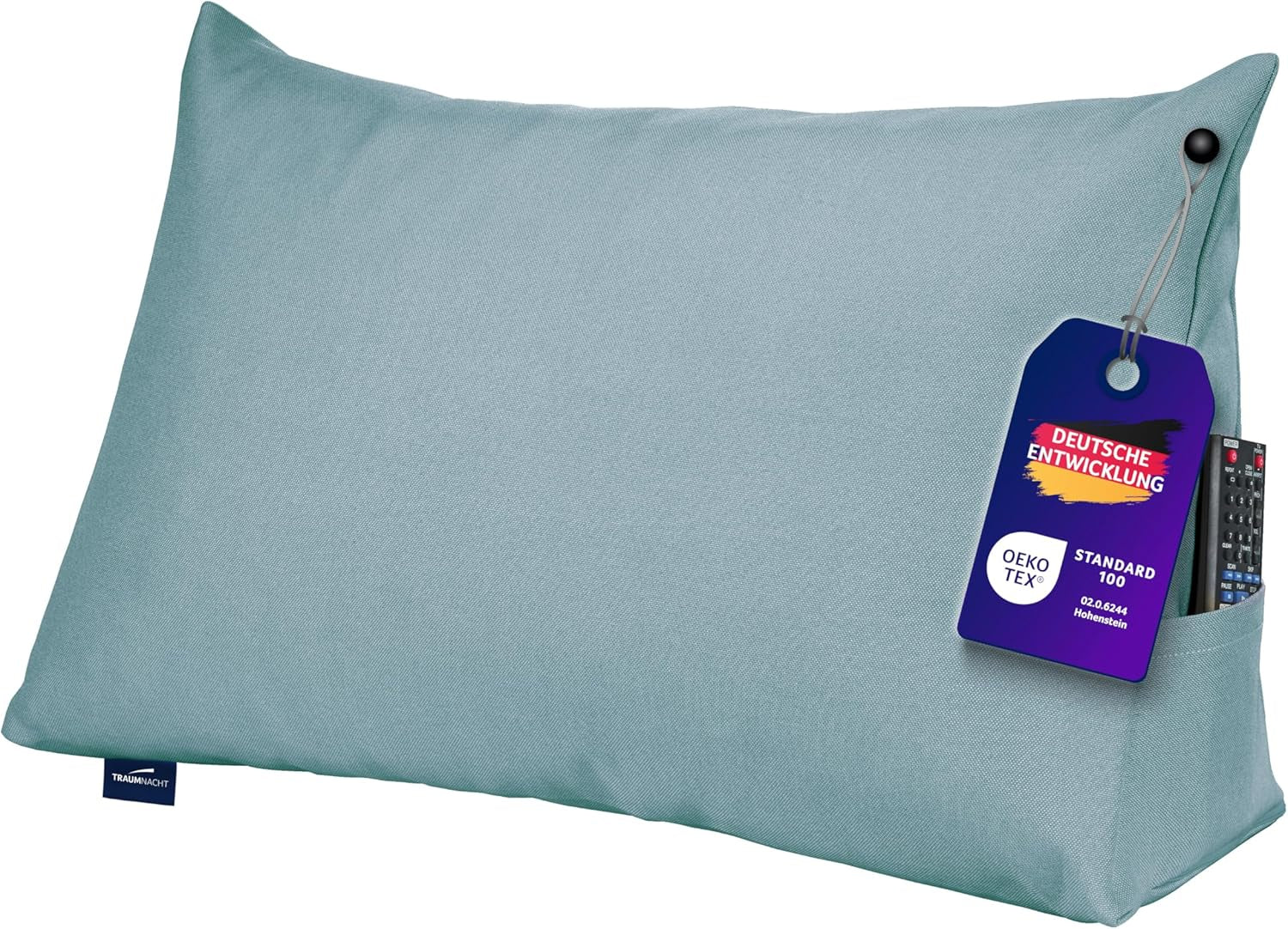 Leeskussen Traumnacht Cosy Rugkussen, 70 x 40 cm donkergrijs, afneembare en wasbare hoes van 100% polyester, praktisch zijvak, Oeko-Tex gecertificeerd, geproduceerd volgens Duitse kwaliteitsnormen
