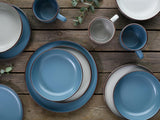 CreaTable, 21016, moderne Scandic blauw-grijze serie, 16-delige serviesset, porseleinen combiservies, vaatwasmachine- en magnetronbestendig, kwaliteitsfabricage