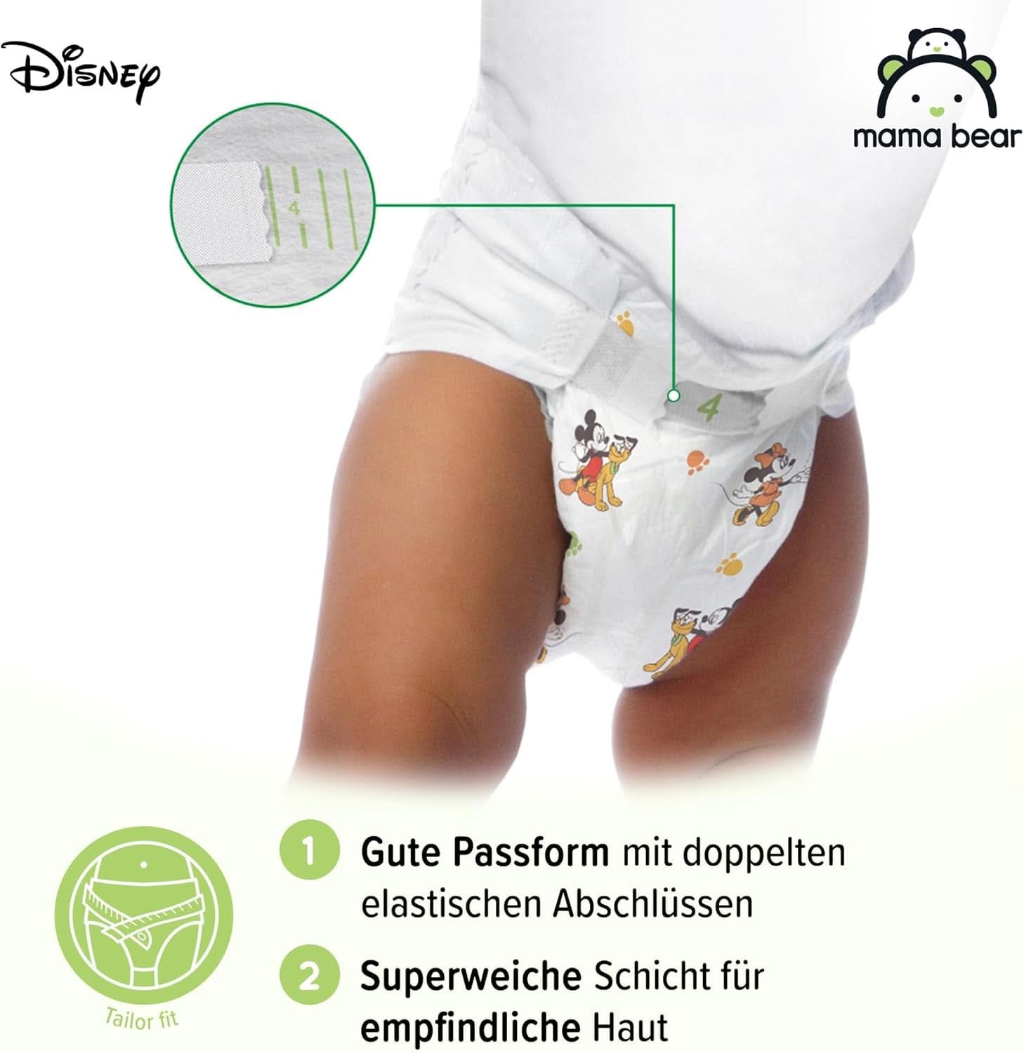 Luiers Mama Bear Disney Ultra Dry maat 4 (8-14 kg), wit, 84 stuks (1 verpakking) Naty Shop