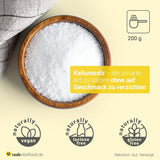 Raab Vitalfood Kaliumzout-Mischung, Mineralsalzmischung mit 66,7% Natriumchlorid (Kochsalz) en 33% Kaliumchlorid, Kalium trägt zur Aufrechterhaltung eines normalen Blutdruck bei (1 x 200 g dosis)