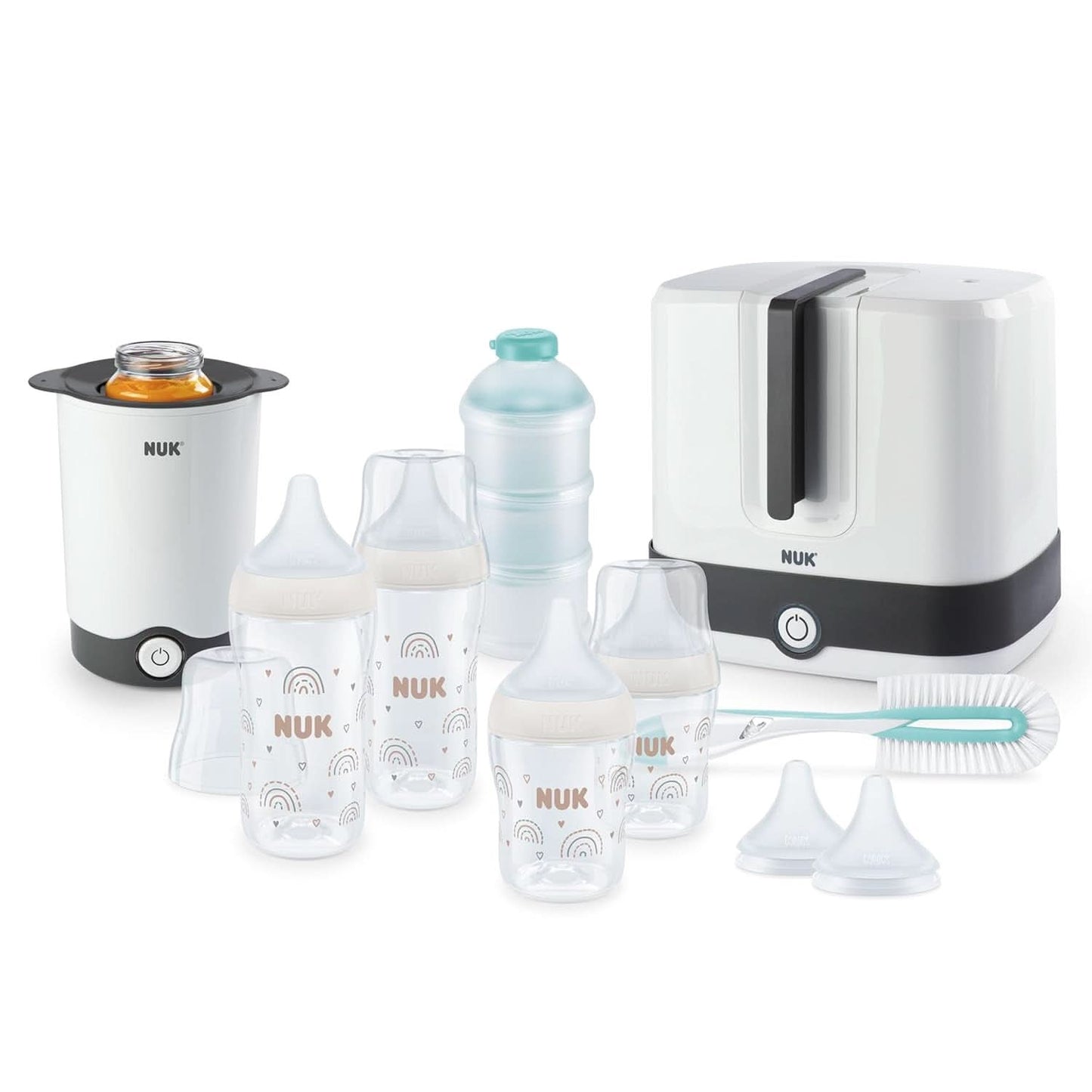 NUK handmatige borstkolfset, zacht siliconenkussen, 2 perfect op elkaar afgestemde flessen, 150 ml Voedings- en borstvoedingsaccessoires Bebe Naty Shop Perfect Match Set