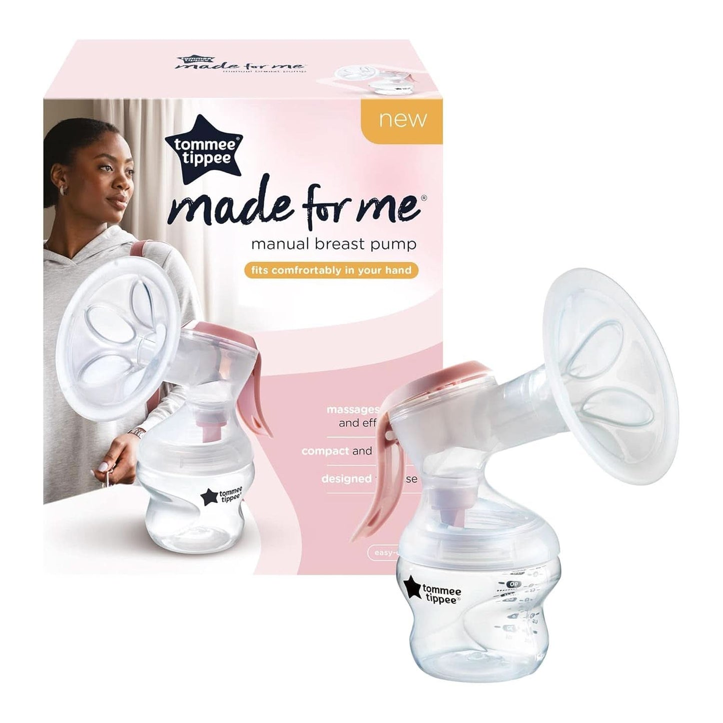 Tommee Tippee Made for Me Manuelle Einzel-Milchpumpe, Starke Saugkraft, Ergonomischer Griff, Tragbare Und Leise Milchpumpe, Samt Babyflasche Accessoires Voeding en borstvoeding Bebe Naty Shop