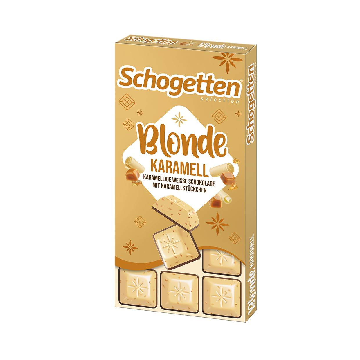 Schotten Blonde Karamel | Karamel met witte chocolade en karamelstukjes | Chocoladereep 100g | Handig geportioneerd