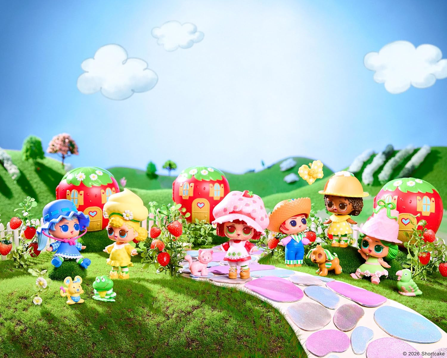 LOL Verrassing! Loves Strawberry Shortcake Tots - Geurpoppen om te verzamelen met 7 verrassingen, huisdier, mode, schoenen, hoed, speelset met Strawberry Shortcake Convertible House, vanaf 4 jaar