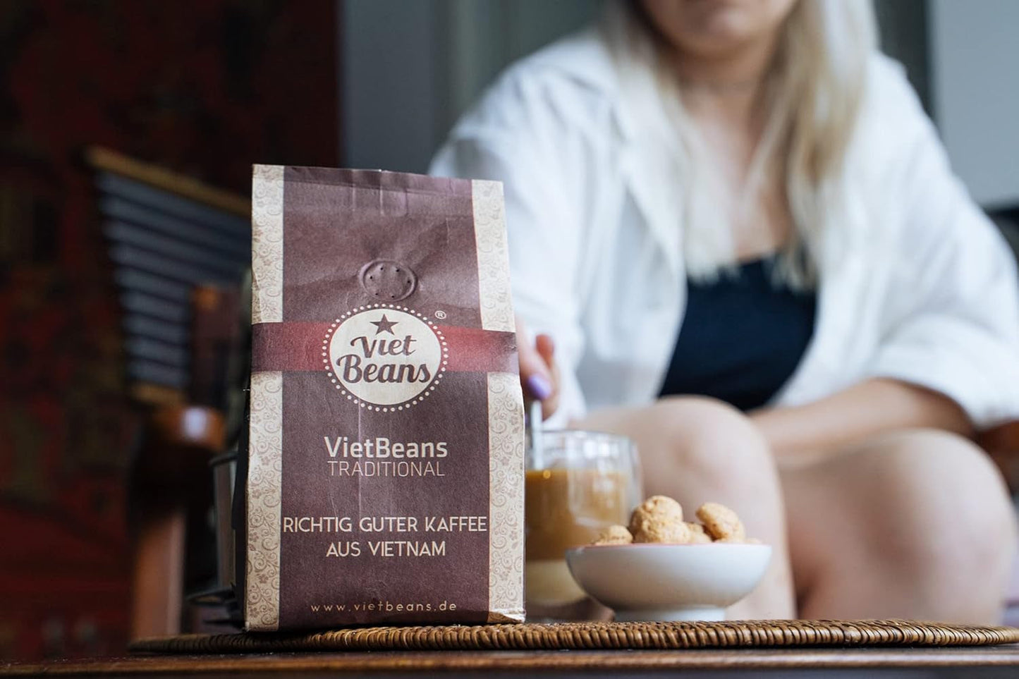 VietBeans Traditional – Ganze Kaffeebohnen – Traditionelle Trommelröstung - Hochwertiger vietnameesischer Kaffee – Geeignet für Fullyautomaten - 250g