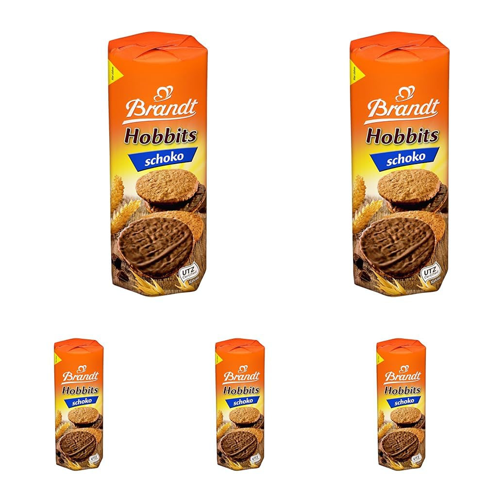 Brandt Hobbits Chocolade 265g Pak - Krokante Volkoren Chocolade Havermoutkoekjes - Knapperig deeg voor het hele gezin - in een praktische koekjesrol