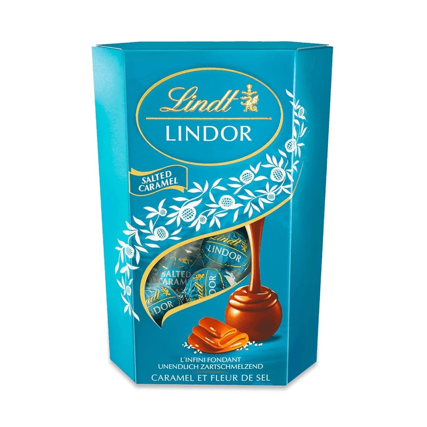 Lindt-chocolade | LINDOR Gezouten Karamel Kornet | 500g | 38 Melkchocoladebolletjes met Gezouten Karamelvulling | Geschenk van chocolade