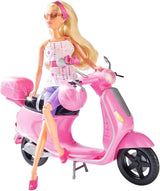 Simba 105730282 - Steffi Love Chic stadsscooter, Steffi met roze scooter met helm en helmvak, modepop, 29 cm, voor kinderen vanaf 3 jaar