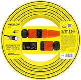 Tuinslang Cellfast GEEL, lichtgewicht, duurzaam, 4-laags, met sproeier, UV- en algenbestendig, torsiebestendig, REACH technologie, 20 bar, -10/+50°C, 1/2" sluiting, 15m