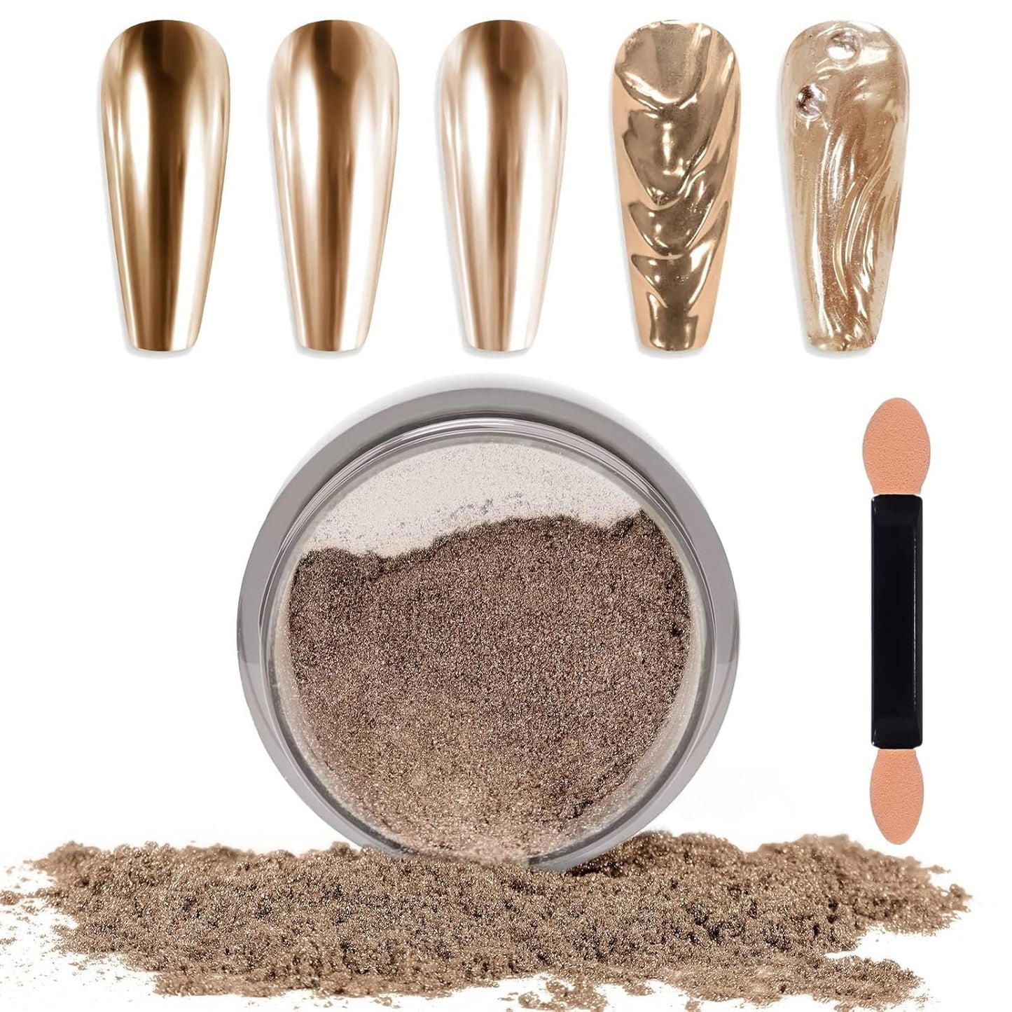 Chrome Nagel Pulver Spiegel Effect Metallic Staub Holografisch Glitter Glasierte Maniküre Decoratie Reflektierende Pigment voor DIY Gel Polish Nail Art, Harz Handwerk, Geschenke voor Goud