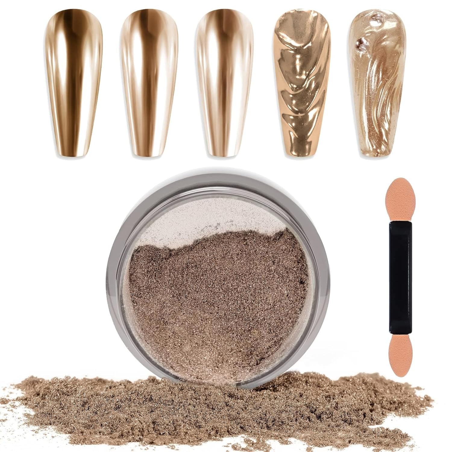 Chrome Nagel Pulver Spiegel Effect Metallic Staub Holografisch Glitter Glasierte Maniküre Decoratie Reflektierende Pigment voor DIY Gel Polish Nail Art, Harz Handwerk, Geschenke voor Goud