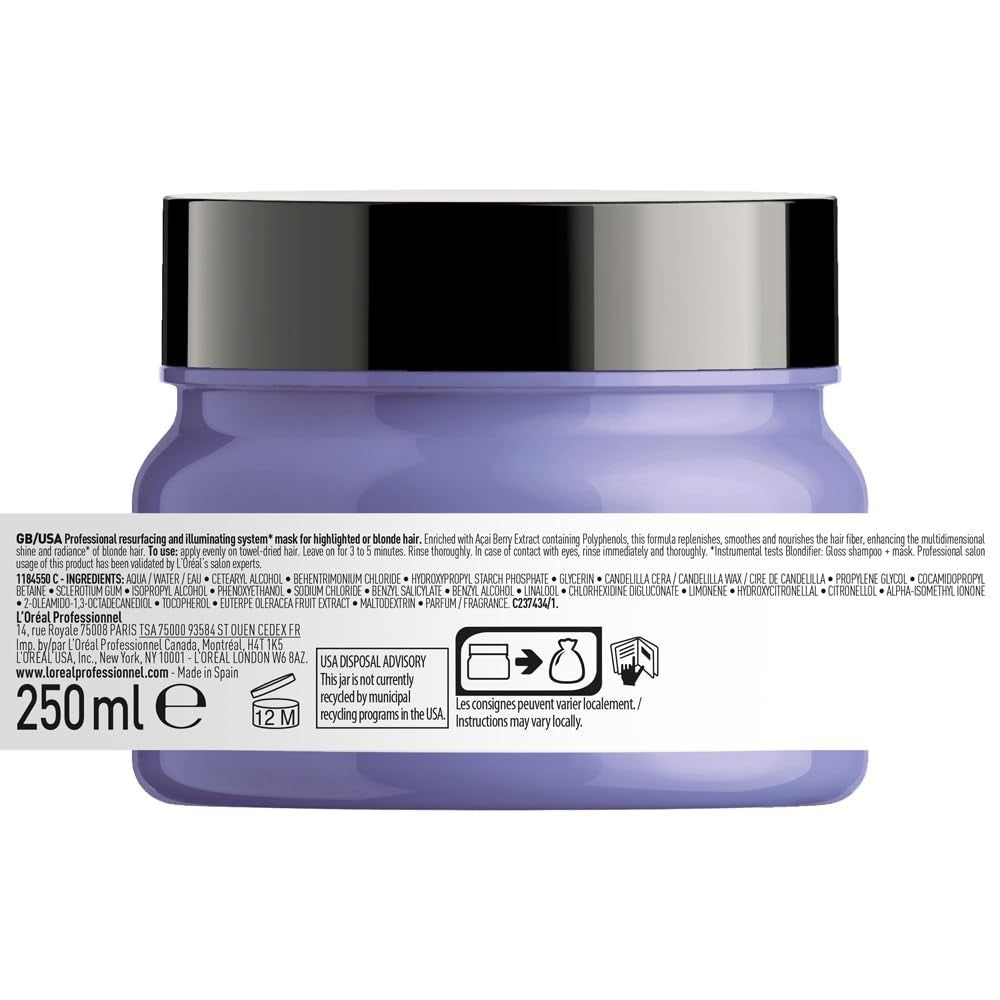 L'Oréal Professionnel | Voedend masker voor blond en geblondeerd haar, Açai-fruitextract, Serie Expert, blondmasker Naty Shop haarmasker