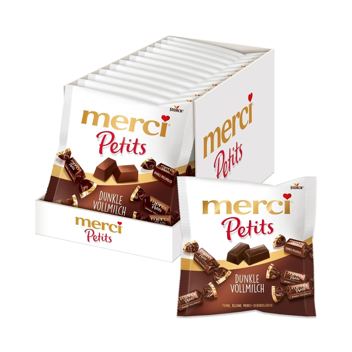 Merci Petits Koffieroom - 12 x 125g - Kleine pralines van witte chocolade op fijne chocolade met koffieroom - Individueel verpakte chocoladepralines