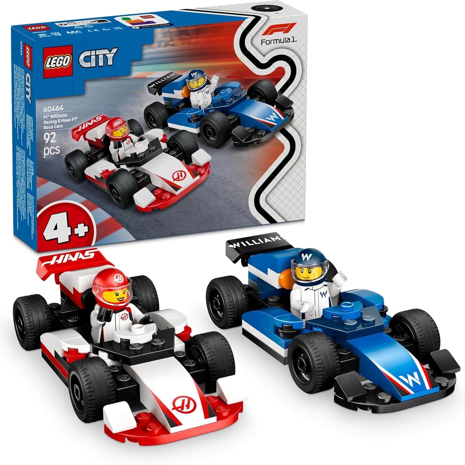 LEGO City F1 Williams Racing en Haas F1 racewagens - Formule 1 speelgoed met bouwbare auto's en 2 minifiguren van coureurs - Kleine cadeau-ideeën voor jongens en meisjes vanaf 4 jaar 60464 Bouwsets Beuche in LEGO-Store Standaard titel