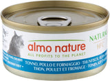 Almo Nature HFC Natural - Natvoer voor volwassen katten - Tonijn, Kip en Kaas - Menselijke kwaliteit, Glutenvrij - 6 x 70g