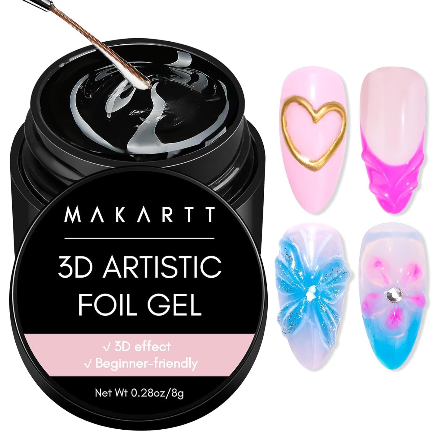 Makartt 3D Nail Art Gel - Strasslijmgel 15G voor nagelsleutelhangers, multifunctionele nagelsculptuurgel voor doe-het-zelf nagelontwerp, nagelsculptuur nagelmodellering thuis (transparant)