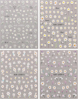 JMEOWIO 3D Nagelsticker Blumen Nail Art Sticker Selbstklebend Nagelaufkleber 5D Stereoskopisch Zomer Frühling Blumen Dekoration Nageldesign Zubehör 4 Blatt