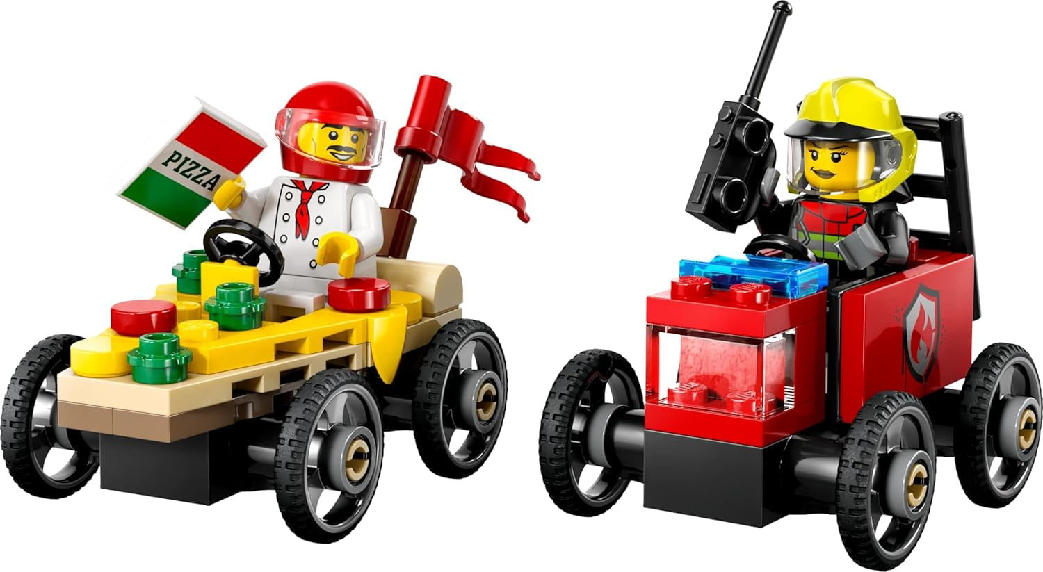 LEGO City pizzabezorgbus vs. Pizza Truck - Zeepkist speelgoed voor meisjes en jongens vanaf 5 jaar - Bouwset met minifiguren van 2 chauffeurs - Verjaardags- en feestdagencadeau 60458 Bouwsets Besuche den LEGO-Store
