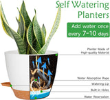 CSYY bloempotten set van 7 kunststof bloempotten met bewateringssysteem 20,3/19/17,7/16,5/15,2/14/12,7 cm zelfwater gevende potten en schotel binnen buiten