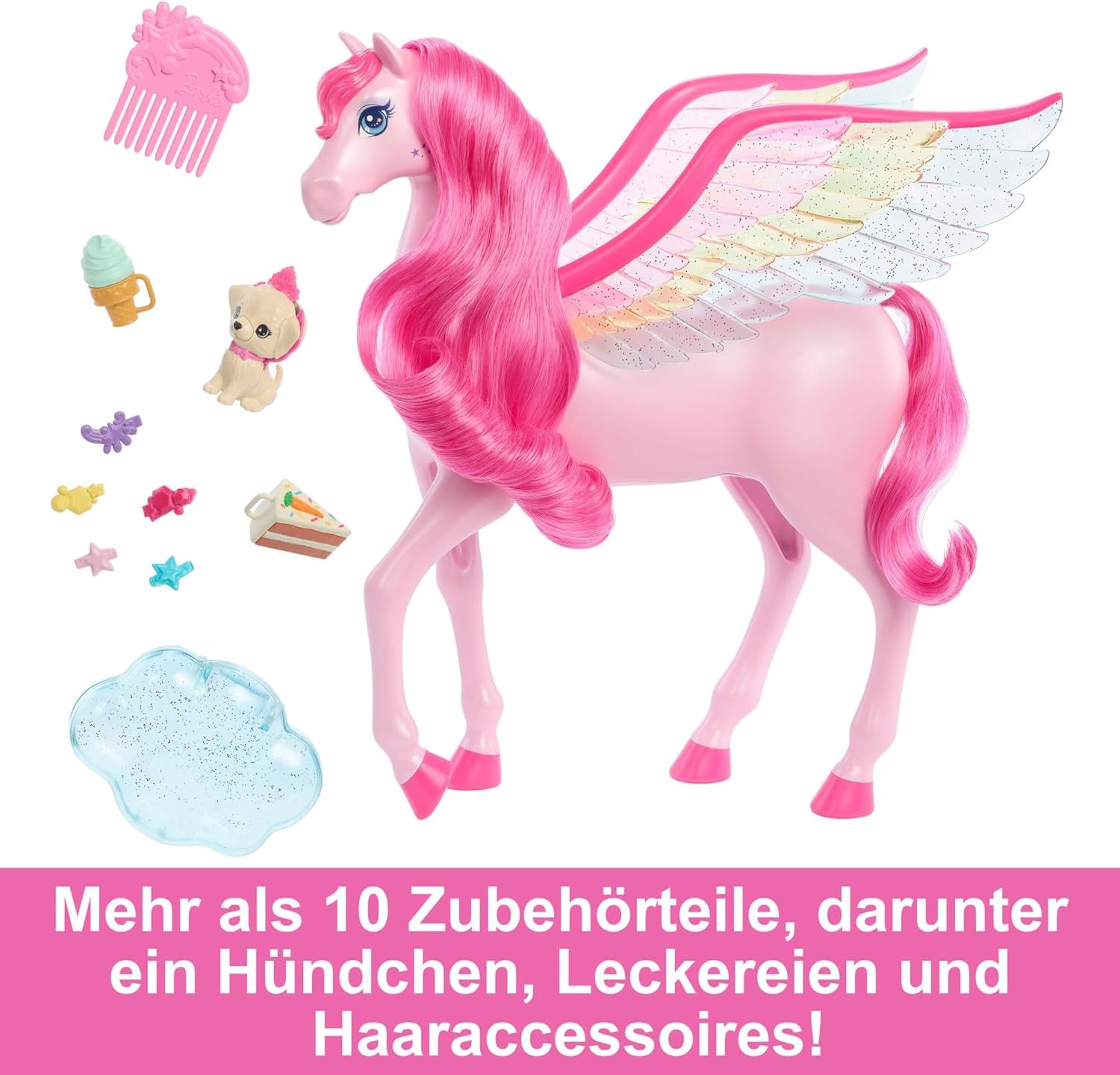 Barbie A Hidden Magic Pegasus - interactief speelgoed met licht en geluid, 10 accessoires, regenboogvleugels, voor kinderen vanaf 3 jaar, HLC41 Naty Shop Dolls