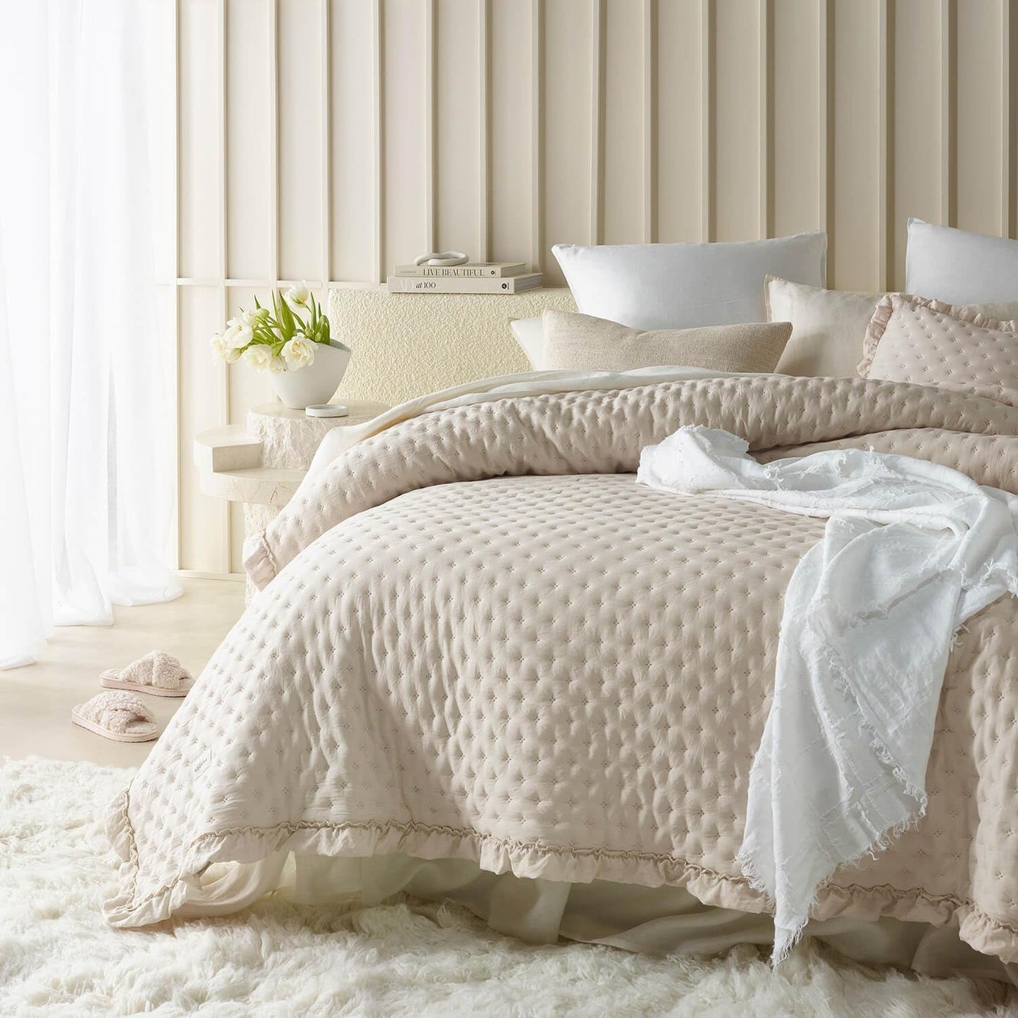 Molly Elegante sprei in poederroze 170 X 210 cm Veelzijdige sprei als sprei of bank Gooi deken voor bed en bank Dekenstijl Ideaal als sprei Bedden en dekens Besuche den ROOM99-Store Crème 200X220