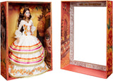 Barbie Signature Day of the Dead 2025 verzamelfiguur in crèmekleurige jurk met ruches, goudsbloemen en strikken, bloemenkroon in haar en Calavera-schmink, JBJ05