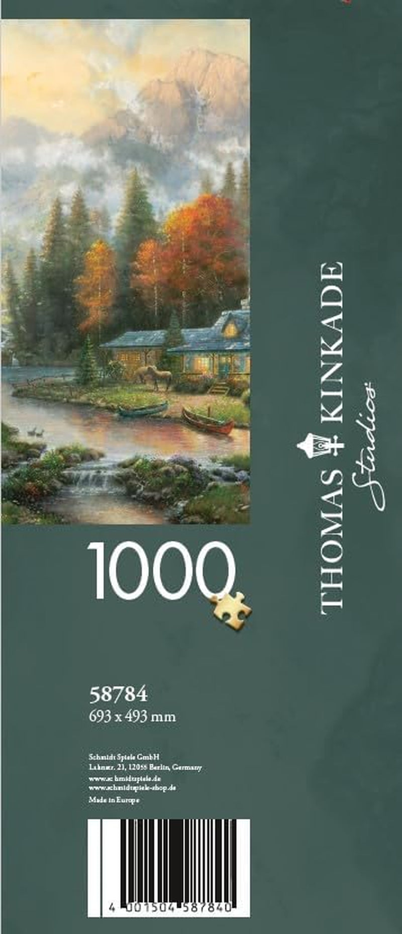 Schmidt Spiele 58784 Thomas Kinkade, Avond aan het Herfstmeer, puzzel 1000 stukjes, kleurrijke puzzel Naty Shop