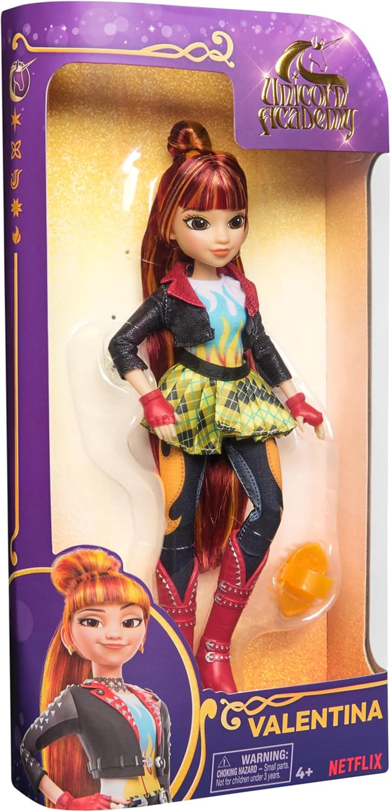 Unicorn Academy Valentina Doll - de originele pop uit de populaire Netflix-serie, is 24 cm hoog en heeft 5 accessoires voor fantasierijk rollenspel, voor kinderen vanaf 4 jaar