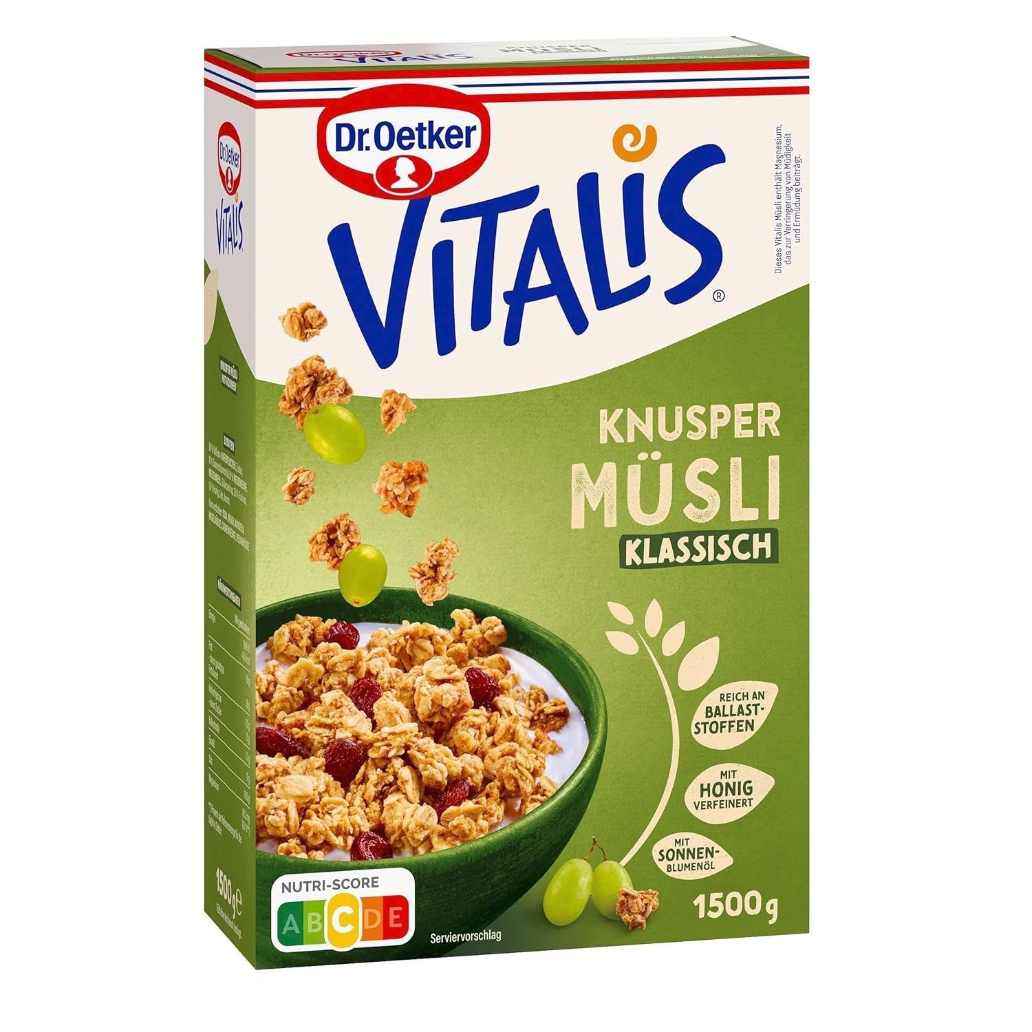 Dr. Oetker Vitalis Crunchy Honeys: Honing Crunchy Muesli voor ontbijt en snacks, 5-pack (5 x 600 g)