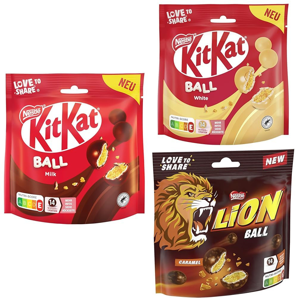 Pak Nestlé-balletjes met melk, wit, Caramel Lion (3 x 130 g)