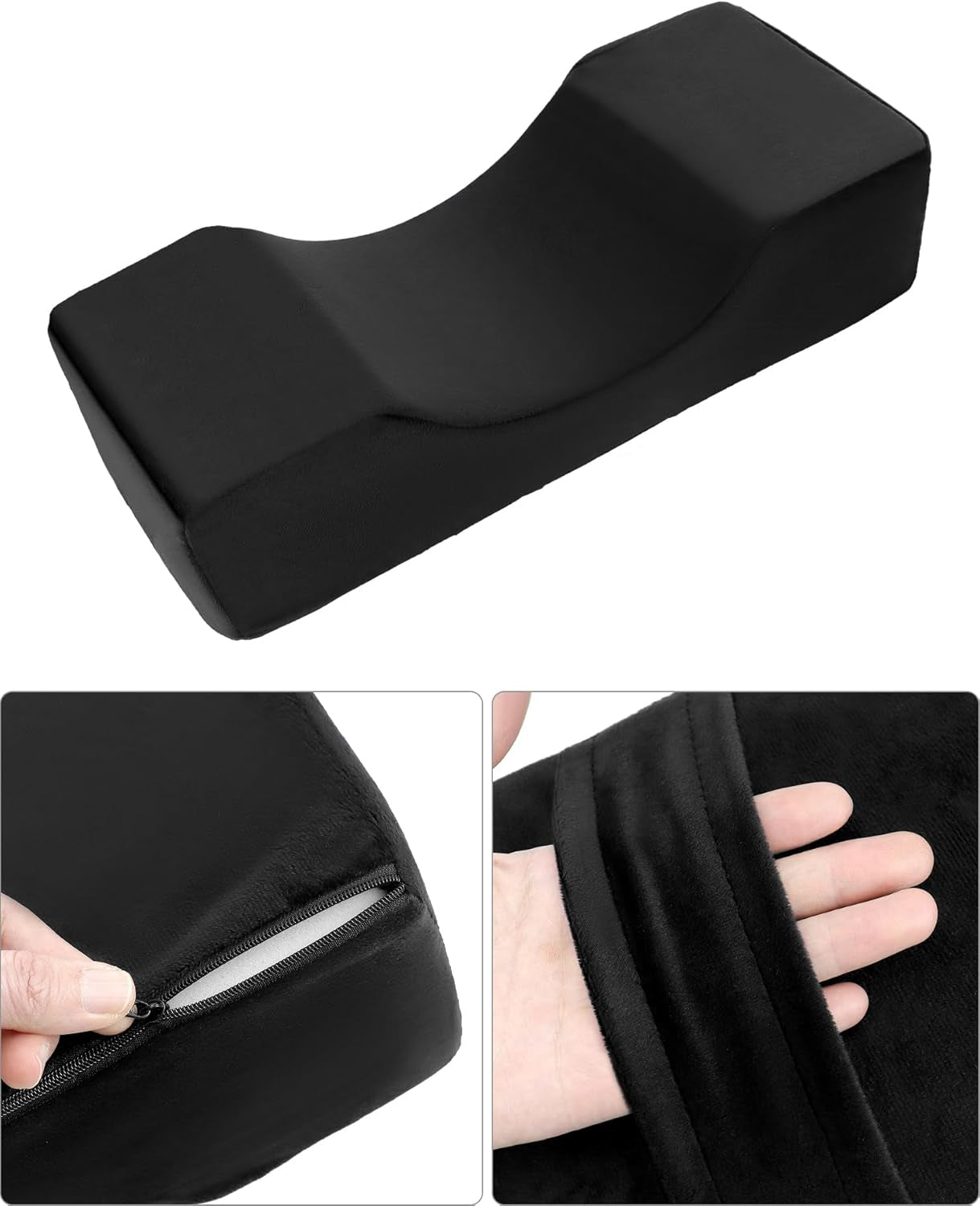 QWORK® Wimperkussen, U-vormig schoonheidsmake-upkussen, ergonomisch wimperkussen voor verlenging, traagschuim wimperkussen voor schoonheidssalon thuisgebruik (zwart) Cervicale orthopedische kussens Naty Shop