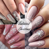 4 Blatt 3D Nagelsticker Weihnachten Nagelaufkleber Christmas 5D Stereoskopisch Selbstklebend Schneeflocke Schneemann Nail Art Sticker Decoratie Nageldesign Zubehör