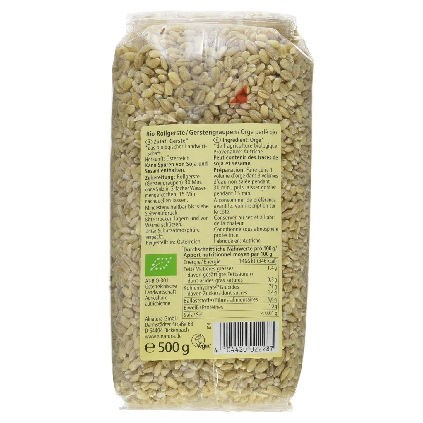 Biologische parelgort, parelgort, 500g