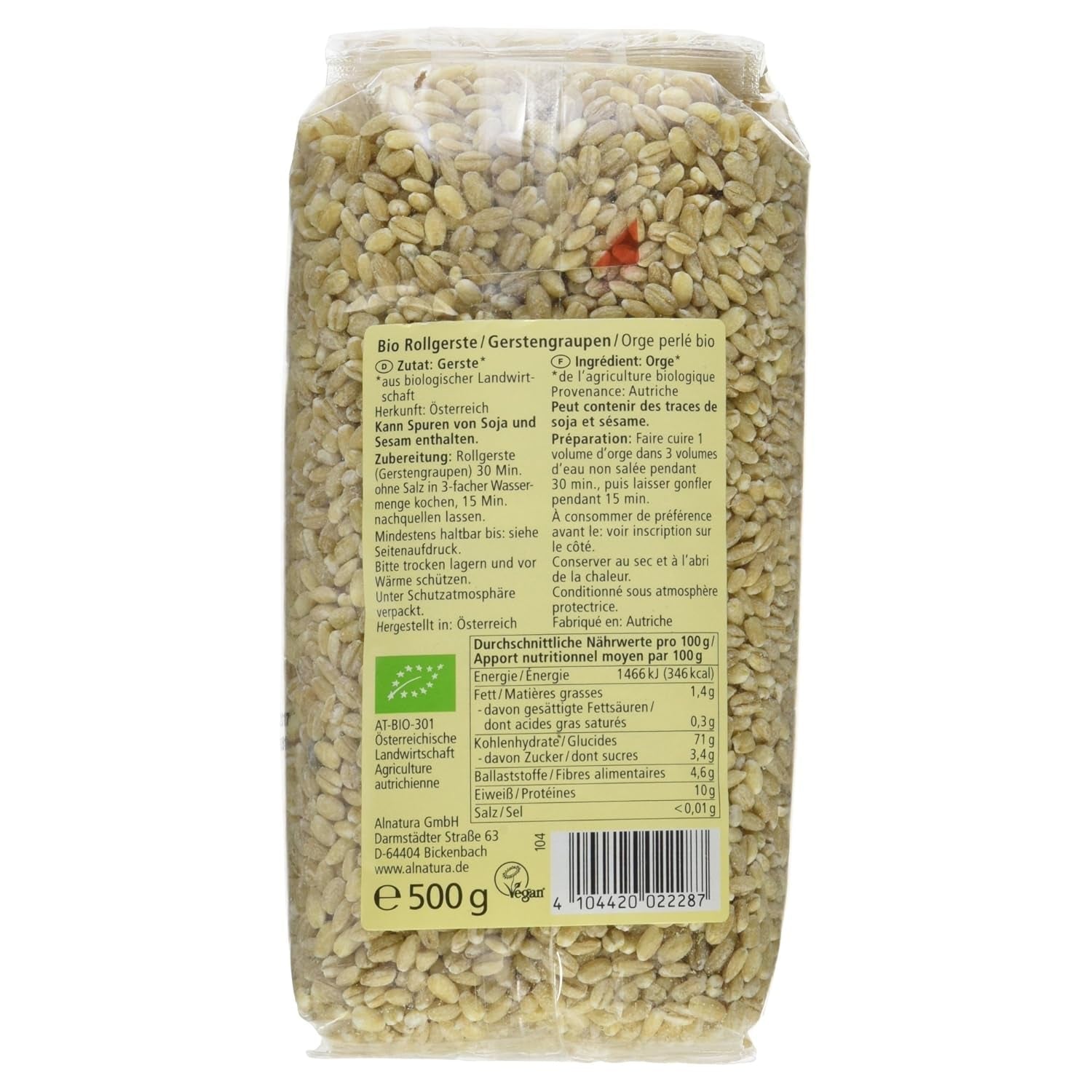 Biologische parelgort, parelgort, 500g