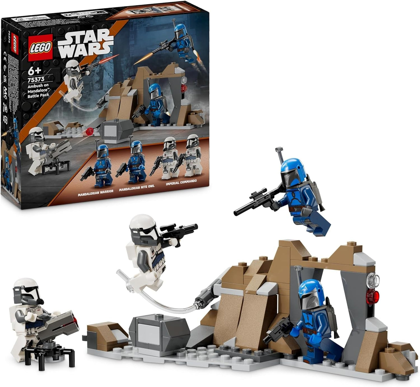 LEGO Star Wars: Mandalorian Ambush on Mandalore Battle Pack, avontuurlijk bouwspeelgoed voor kinderen, verzamelbare actieset, cadeau-idee voor jongens en meisjes 75373 bouwsets