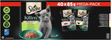 Sheba natvoer voor kittens, in diverse zakjes, met zalm (MSC) en kip in saus, multipack 40x85g