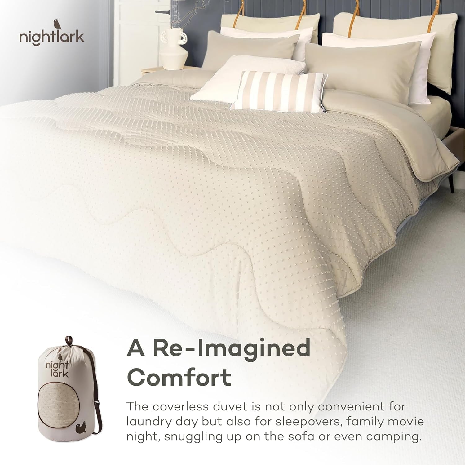 Night Lark dekbed zonder hoes, 4,5 Tog, Kingsize, Getufte Dot-collectie, luxe beddengoed, hypoallergeen, machinewasbaar, warm zand dekbedden en quilts Naty Shop