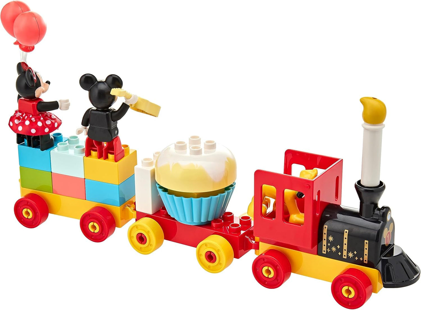 LEGO 10941 DUPLO Disney Mickey en Minnie verjaardagstrein, speelgoedtrein met taart en ballonnen, cadeau voor kinderen vanaf 2 jaar Bouwsets Besuche den LEGO-Store