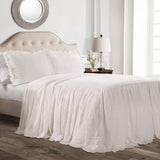 Lush Decor Dekbedovertrek met ruchesrok, polyester, wit, tweepersoonsbed Lush Decor Witte eenpersoonsbedden en dekbedden