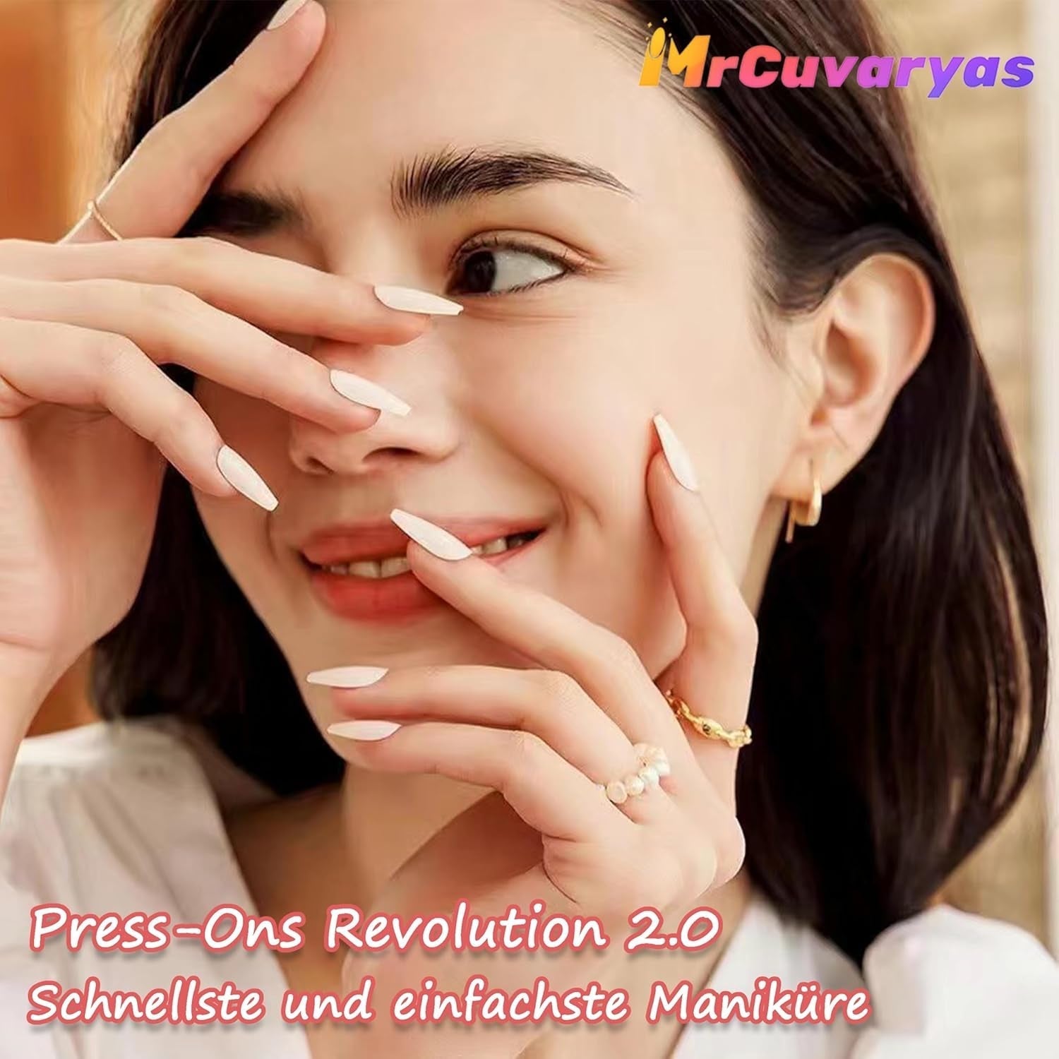 Kunstnagels set - 240 stuks Franse nepnagels lijm op - roze wit gradiënt ontwerp kunstnagels volledige dekking zachte gel natuurlijk en comfortabel om te dragen (roze amandel)