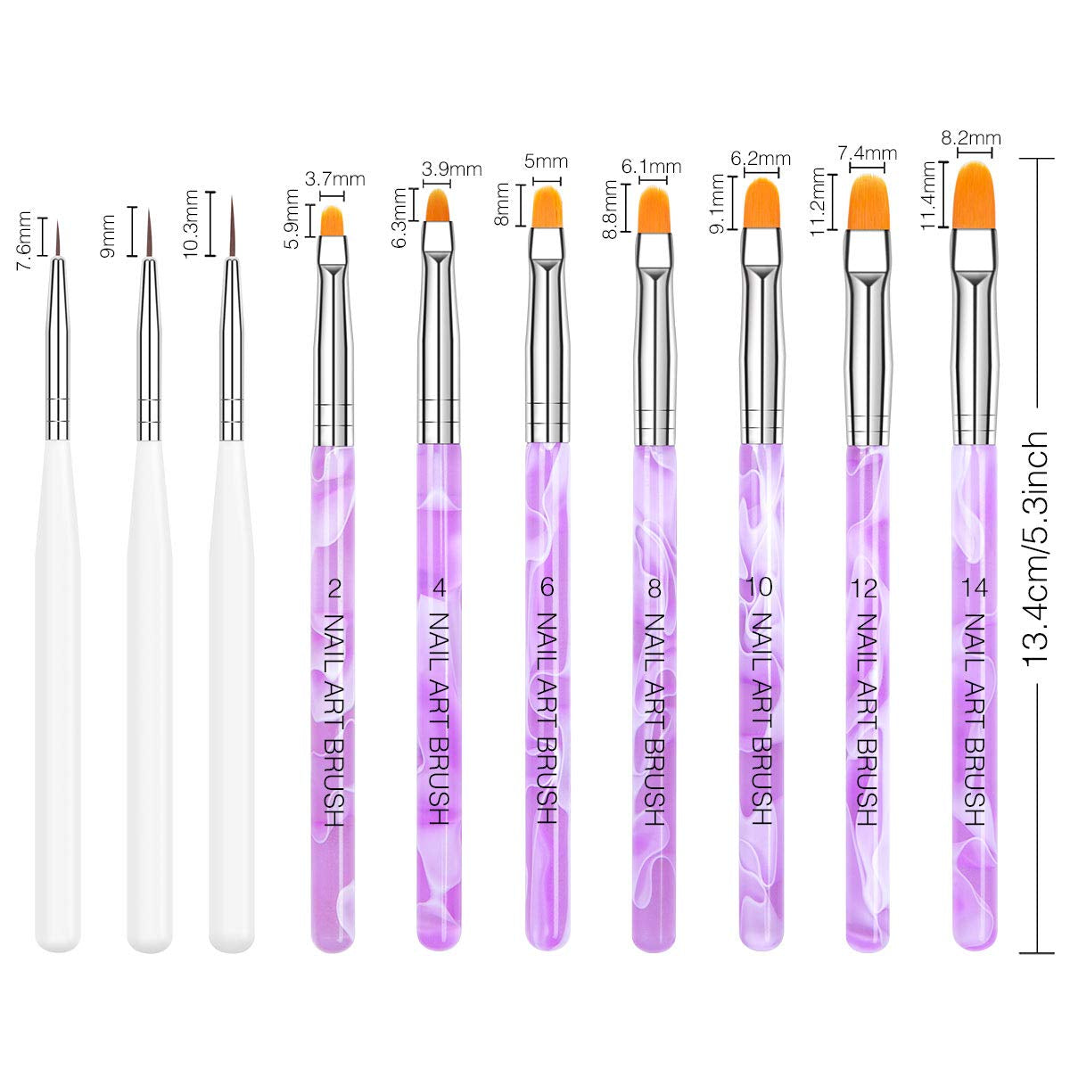 Nagel Pinsel Set, 10-Teilig Gelnägel Pinsel Nagellackstift Acrylpinsel voor UV Gel Nägel Acrylfingernägel Nailart Maniküre Nageldesign Zubehör