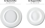 Ritzenhoff & Breker Sofia Tafelservice 12-teilig, Speiseteller (26 cm) en Suppenteller (22 cm) voor 6 personen, Tafelset met feinem Rillenrelief, Fine-Dining-Geschirr, Porzellan, Weiß
